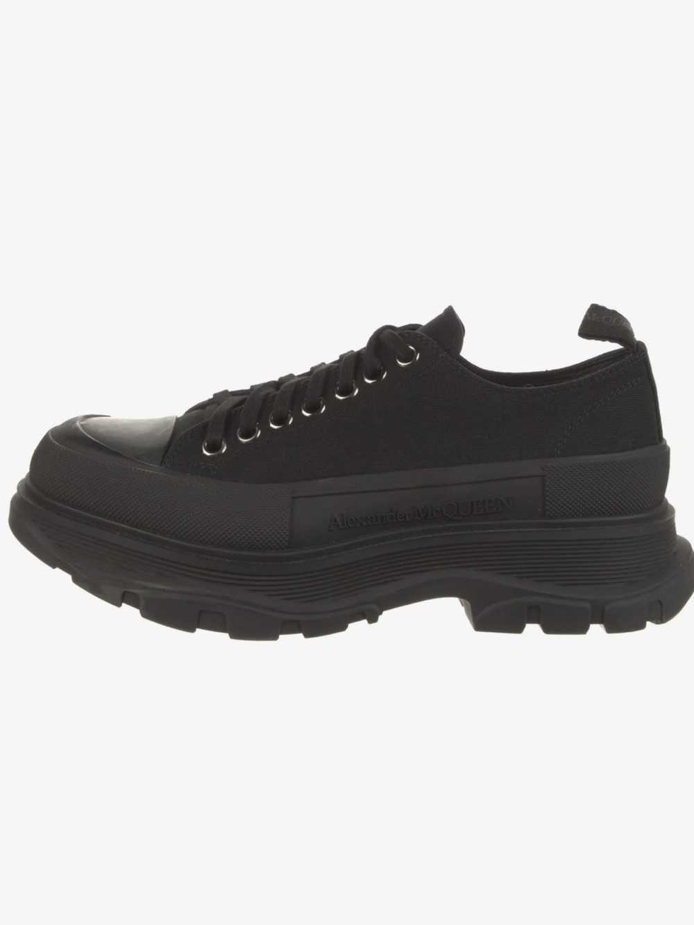 Alexander McQueen Mens Black Chunky Sole Canvas Low Top Loafer sneaker - Picture 2 of 12